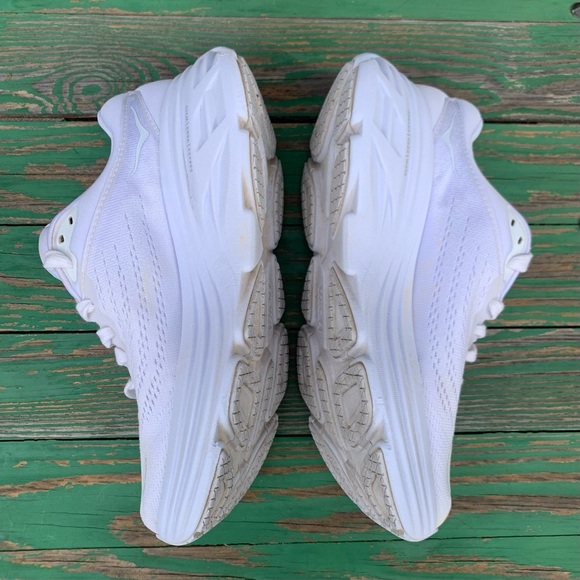 HOKA ONE ONE Womens Bondi 8 Sz 7.5 B White Sneakers Shoes Athletic Walking Sport - Picture 9 of 15